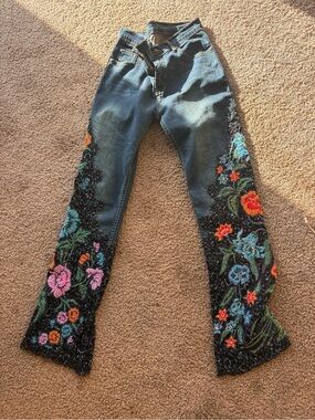 Rare handmade Embroidered Jeans - Blue